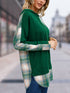 'Lireal' Split Colour Plaid Long Sleeve Hoodie - Celes Fashion